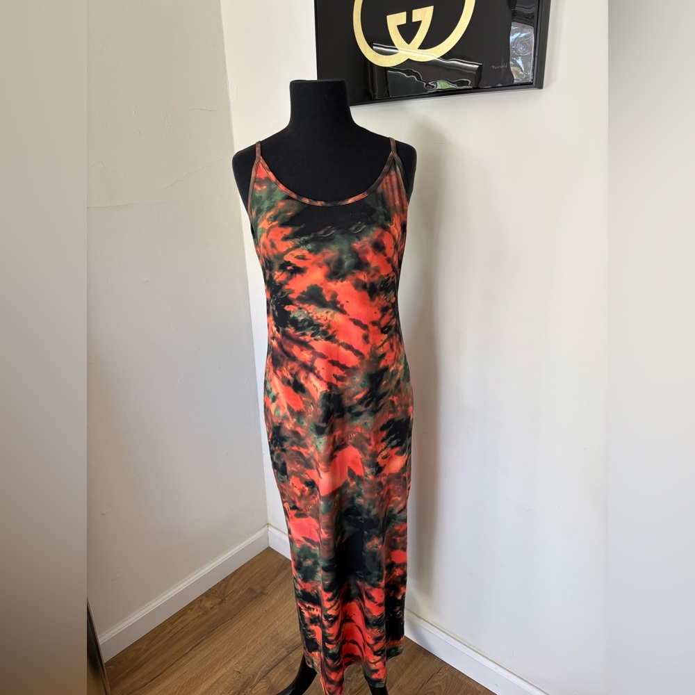 SHEIN Orange and Black Tie-Dye Maxi Dress